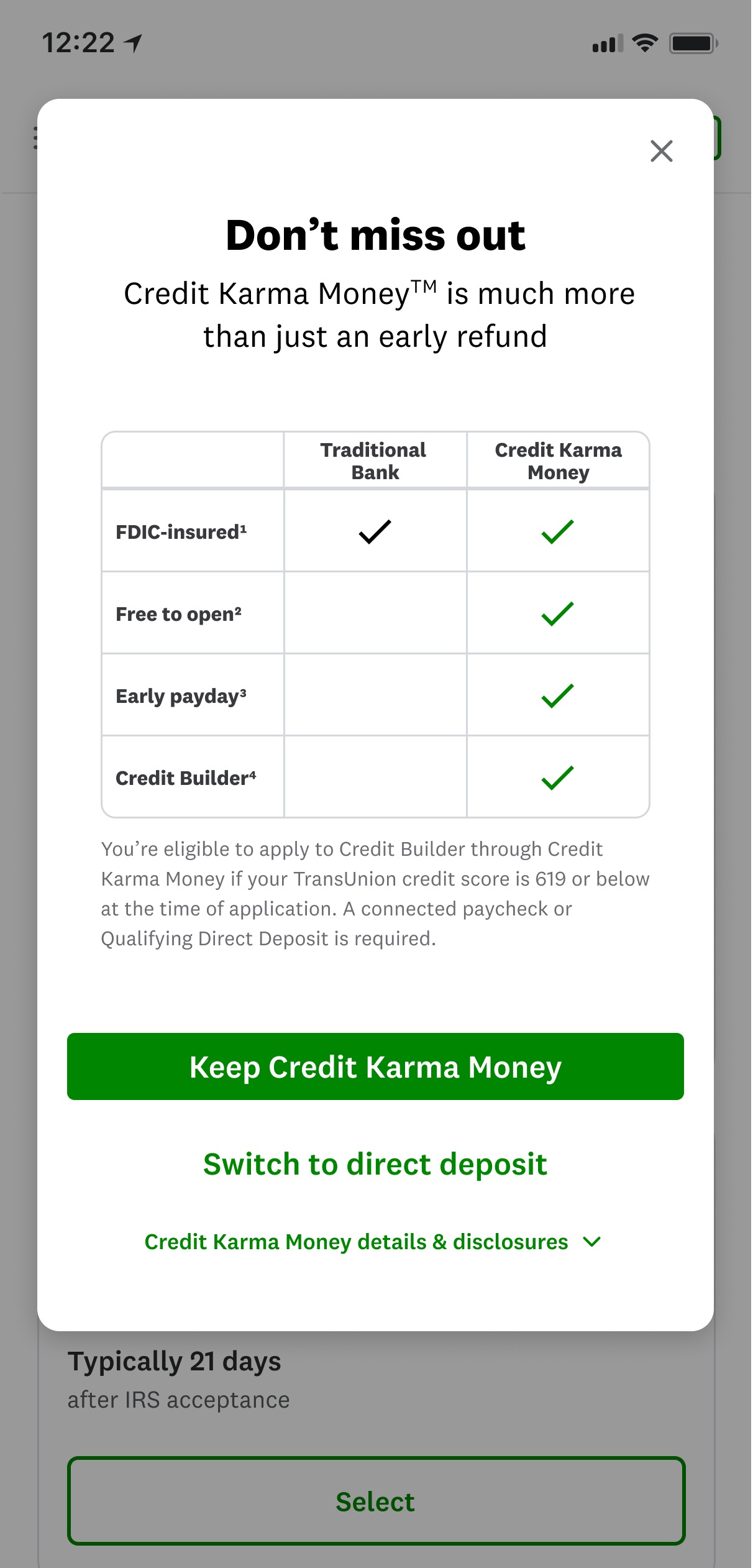 Don't miss out — Credit Karma Money comparison chart